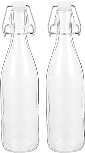 DOITOOL 2stücke Klare Glasflasche Transparente Flaschen Essigflasche Glassaftflaschen Küchenflasche Mit Schnallendesign Für Öl Saft Und Sojasauce Aufbewahrung