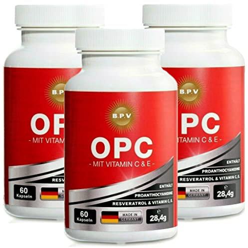 OPC- Traubenkern Extrakt - 60 Kapseln - mit Resveratrol & Vitamin C, E - Marken Premium Produkt - Made in Germany