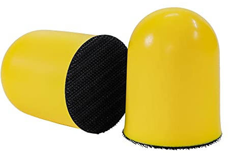 Dura-Gold 2 Round Palm Grip Foam Hand Sanding Block Pad, 2 Pack - Hook & Loop, Attach 2 DA Sandpaper Discs or Polishing Pads, Wet-or-Dry Sand Dust Nibs, Automotive Paint Sander, Car Detailing Polish