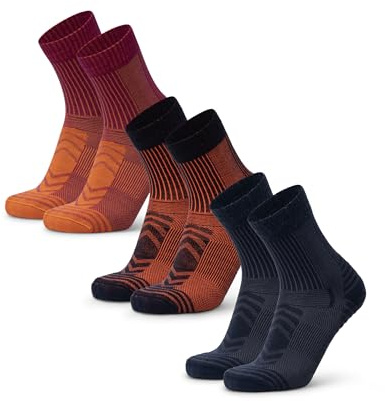DANISH ENDURANCE Hiking Socks, Lightweight Merino Wool Walking Socks with Anti Blister Cushioning, for Men & Women, Unisex, 3 or 5 Pack