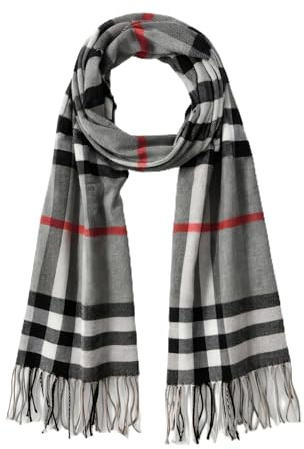 KARMA.DIEM Karierter Schal - Angenehm Weich - Schal kariert für Damen und Herren - London Style - Perfekt für Herbst und Winter 35x170cm (Grau)