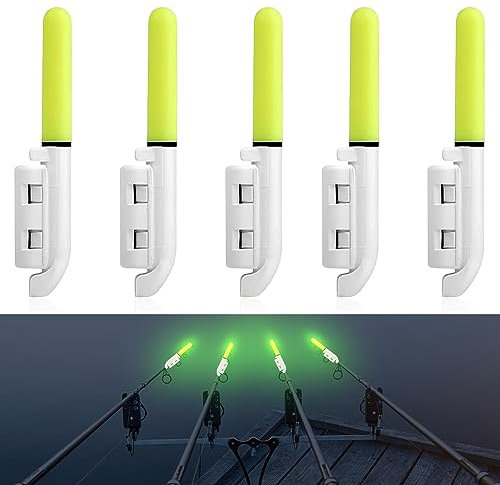 Aoreun Bâton Canne à pêche électronique LED, Lot de 5 bâtons Lumineux de pêche étanches avec Boucle électronique pour en mer