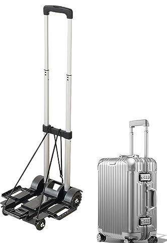 JINGAN Carrello portapacchi con ruote portatile,Bagagli in lega di alluminio con ruote - lega di alluminio, leggero, carrello con ruote per zaino, merci