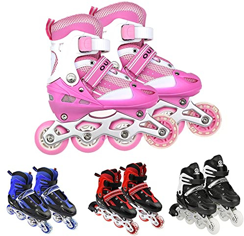 OHMG Roller en Ligne Size Patins S/M,Rollers Enfants,Patin à roulettes avec Roues Lumineuses,Patins à Roues Alignées pour Débutants Filles et Garçons