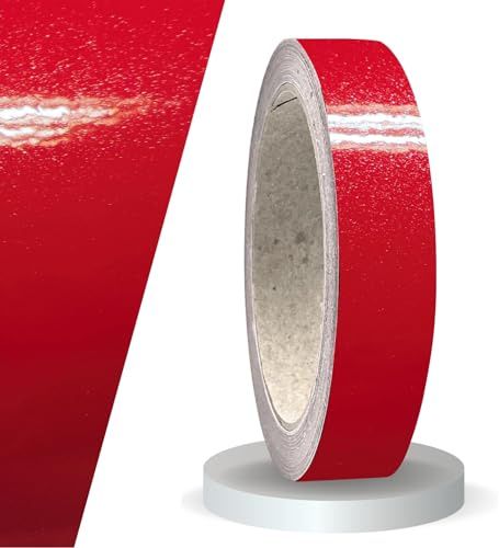siviwonder Zierstreifen selbstklebend Folie Rot Metallic Glanz glänzend 20 mm x 10 m Rolle Dekorband Auto Motorrad Boot Fahrrad Wohnwagen Helm Pinstripe Klebeband für Konturmarkierung Dekoration Linie