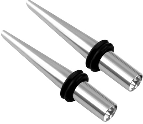 ANAZOZ Ohr Tunnel 6mm, Edelstahl Flesh Plug 2er Set Ohr Dehnstäbe Herren, Ohr-Stretching Ohrringe Silber
