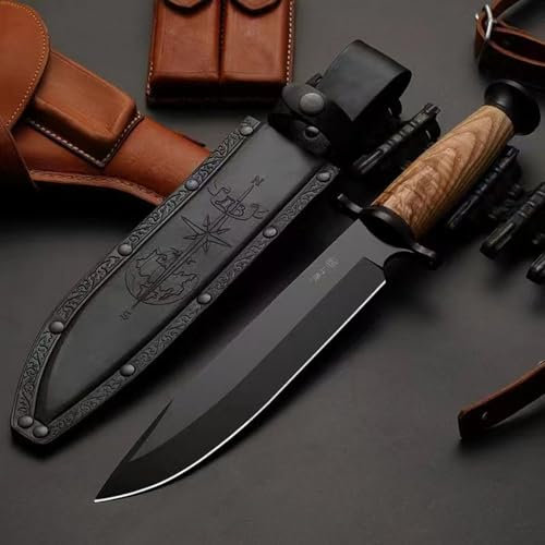 Generisch TEERMA MJ7 Integriertes geschmiedetes gerades Messer im Freien mit fester Klinge, Überlebensmesser, Jagdmesser