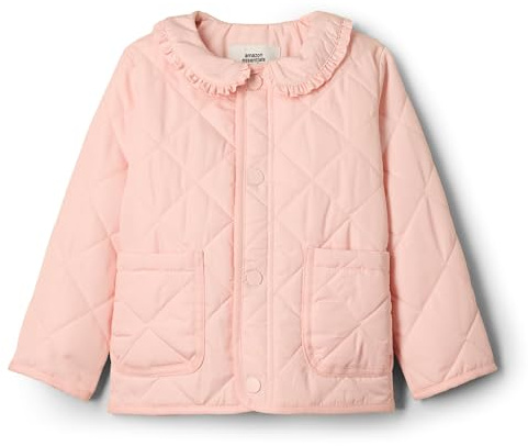 Amazon Essentials x Sofia Grainge Baby Girls' Midweight Quilted Field Jacket with Ruffle, Pink, 24 Months