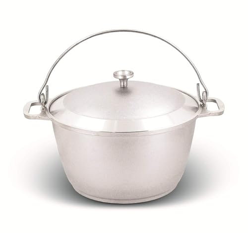 Kazan Kazan Grande cocotte en aluminium avec couvercle à étrier 10 l pour camping en fonte d'aluminium