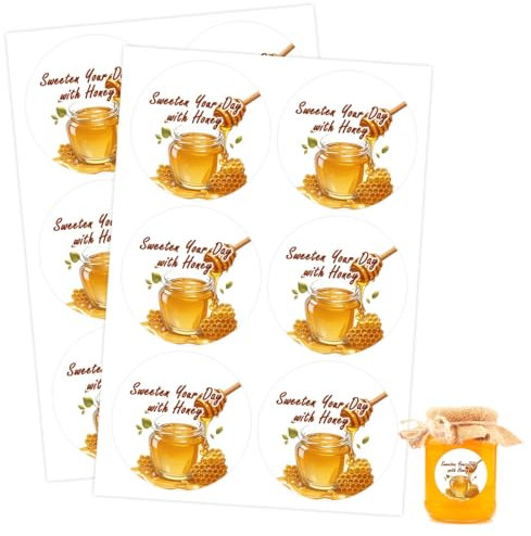 240PCS Honey Jar Stickers Honey Canning Labels Pure Nature Honey Bottle Stickers for Honey Jar Decorations and Gift Tags