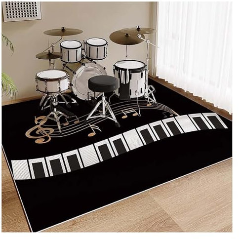 Upright Piano Carpet Protector, Soundproofing, Piano Soundproofing Carpet, Non-slip Carpet, Drum Mat, Soundproofing Floor Mat(Black,80x160cm)
