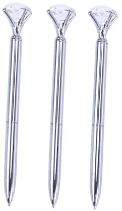 HOODANCOS 3pièces Stylos Bille Métalliques Avec Gros Diamant De Pointe Fine Écriture Lisse Et Résistante Cadeaux Pour École Bureau Étude