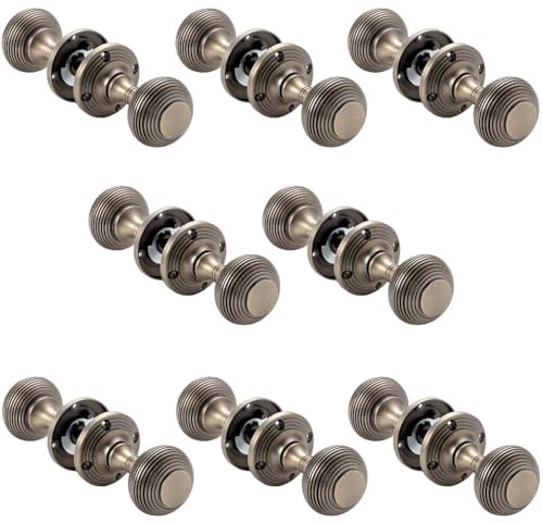 AB Hardware 8 Pairs Matt Antique Brass Beehive Sprung Mortice Door Knobs Knob Pairs Quality