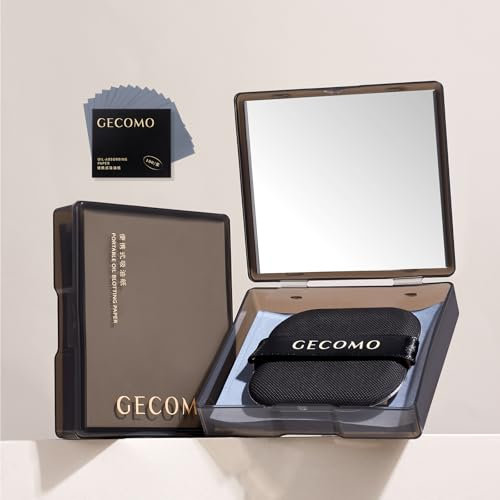 RYHHH 200 Hojas Papel Secante De Aceite, Paquetes Hojas Absorbentes, Con Estuche De Espejo y Borla De Polvo, Control Perfecto De La Piel Grasa, Para Hombres y Mujeres, Sin Perfume, Sin Aceite