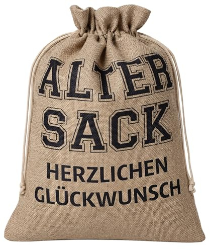 woric 40x30 cm Geschenkbeutel Alter Sack Herzlichen Glückwunsch | Jutebeutel Geschenkverpackung Geburtstagsgeschenk für Männer Jahrestag