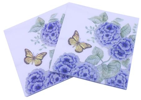 BESTYASH 60 Stück Lila Butterfly Serviette Hochzeit Geschirr Party Braut- Farbige Servietten Schmetterling Dekorationen Gedruckte Servietten Papierservietten Stoffservietten
