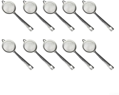 Filtro dell'olio a rete metallica fine in acciaio inossidabile, cucchiaio per schiumarola, 10 cucchiai per filtro dell'olio in acciaio inossidabile, setaccio per farina, filtro a rete ragno