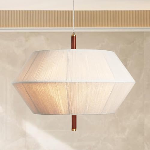 VTAMng Bauernhaus Rattan Kronleuchter für Esszimmer Hängebeleuchtung Boho Leuchten Rattan Pendelleuchte mit Stoffschirm Trommel Kronleuchter für Schlafzimmer Esszimmer Foyer Küche Flur(D30CM)