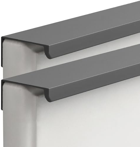 JIALUO0318 Dunkelgrau Versteckter Griffe Möbelgriffe Aluminiumlegierung Unsichtbare Knöpfe Schrankgriffe Schubladengriff Küchengriffe Türgriff 2 Stück (Length 1000mm)