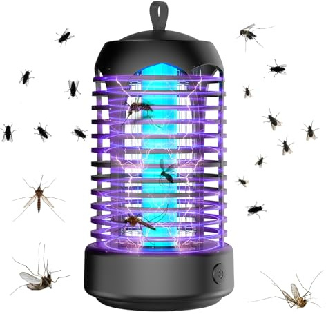 Bug Zapper 2000V Electric Fly Killer for Indoor and Outdoor Use USB-C Rechargeable Mosquito Zapper Fly Catcher Trap Lamp Silent Cordless Mosquito Repellent Bug Zapper Electric UK for Home, Camping