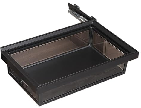 XLIHAWY Tringle Penderie Coulissante avec Panier, Placard Tringle À Vêtements, Armoire Tringle À Vêtements Panier Coulissant, Placard Rangement pour Pantalons Manteaux(Zwart,56x47.5cm)