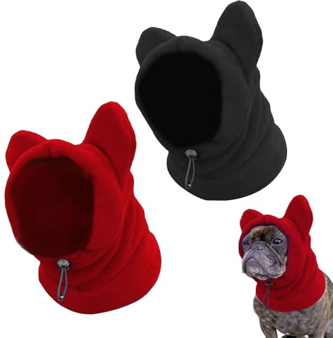 DINGFENG Stück Hundemütze Ohrenschützer mit Noise Cancelling | Silvester Hunde Mütze Hundewarme Kopfbedeckungen，Winter Haustier Schal Windschutz Mit Kordelzug (Schwarz