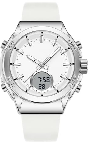 Orologio sportivo da donna, impermeabile, con cinturino in morbido silicone, alla moda, con doppio display analogico digitale, sveglia, data, luce notturna, per donne e ragazze