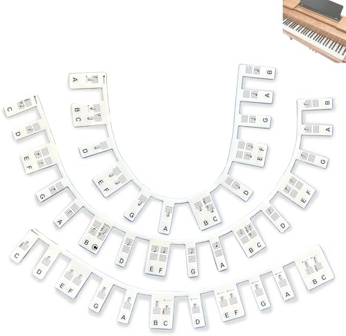 AzureRay Keyboard Sticker & Noten Aufkleber für Klavier Lernen - Silikon Klaviertastatur Aufkleber Set, Abnehmbar, Wiederverwendbar, Kein Kleber Notwendig, Ideal für Anfänger und Kinder