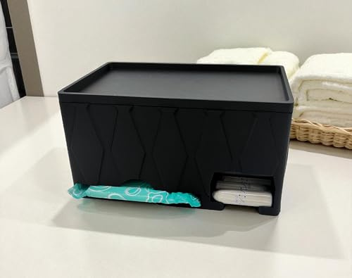 Tampon & Binden Organizer – moderne Periodenbox zur diskreten Aufbewahrung | 3D-gedruckt | Rautenmuster Design | Hygienebox fürs Bad – Matt Schwarz – PLA