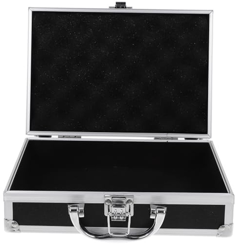Veemoon Aluminum Tool Box Portable Carrying Case Handheld Multifunctional Storage Box for Tools Electronics Electrician Equipment Black 23x16x7cm