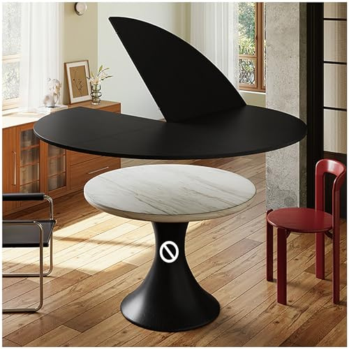 Tablero Redondo Plegable, Tablero Extensible portátil for Mesa de Comedor, Solo tableros Redondos de Madera sin Patas, for mesas Redondas y cuadradas.(Black,140cm/55.12in)