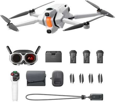 Antigravity A1 Drone (Powered by Insta360) - Explorer Bundle 8K 360 Degree 249g Foldable Drone & Goggles for Immersive Flight with Point-to-Fly Motion Control with Case / 3x Batteries
