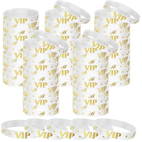 HONTIUS VIP Pulseras de Silicona, VIP 100/50/25piezas Pulseras Elásticas de Goma, Pulsera de Silicona para Hombre Mujeres Mayor de Deportes
