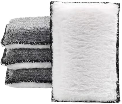 Double-Sided Car Interior Washing Sponge with Firm Scrub & Soft Microfiber, 4 Pcs Deep Detailing Leather Cleaner, Reusable Permeable Scrub Pad for Car Seats, Dashboard & Interior Panels