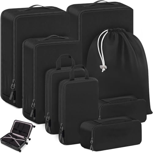 JTQYFI 10 Cubi da Imballaggio a Compressione per Viaggi Disegni Espandibili Accessorio Portatile per Valigie Organizzate Imballaggio Cubi da Imballaggio