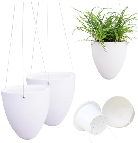 Vasi per piante sospese per interni 2 pezzi Fioriera sospesa autoirrigante Vaso da fiori rimovibile con serbatoio e corda di cotone assorbente Cestino semplice per piante da interno ed esterno.