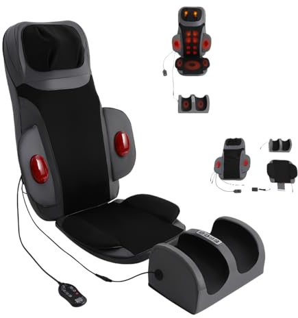 Armanyya Multifunktionales Massagesitzauflage (Massage, Heizung, Vibration), 3 Intensitäten, Mehrteilige Massage - Sitzkissen für Rücken Nacken Fußkissen, zur Entspannung, Tiefenmassage