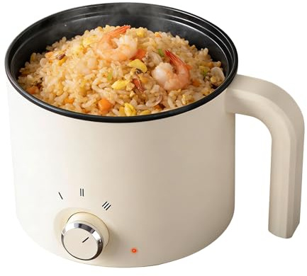Elektrischer Nudeltopf – 20 x 19,5 x 16 cm, persönliche Bratpfanne, leichte Kochtöpfe, Steak-Elektropfanne, Schlafsaal, elektrischer Herd für Ei, Suppe, Brei, Steak, Haferflocken, Studenten, Teenager