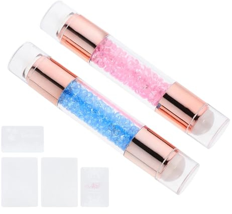 Healeved Timbratore per Unghie Doppio Lato Facile da Usare e Delicato sulla Pelle Blu 2 Pezzi in Silicone per Manicure Fai-da-te a Casa in Salone