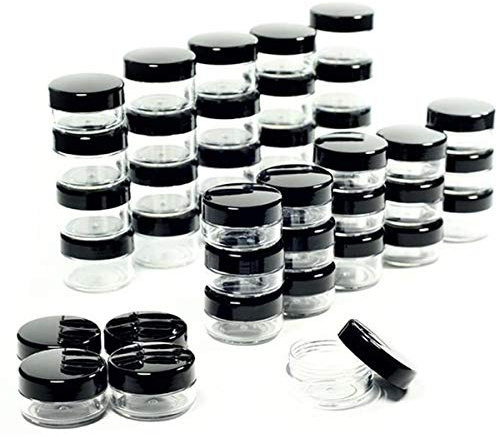 ZEJIA Polypropylene 5 Gram Cosmetic Containers 50pcs Sample Jars Tiny Makeup Sample Containers with lids (Black)