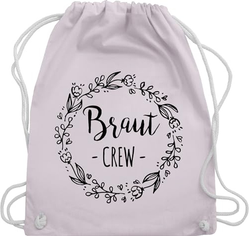 Turnbeutel Rucksack - JGA Junggesellenabschied Frauen - Braut Crew Team Braut - Unisize - Pastell Rosa - blumenkranz brauttaschen bachelorette party turnsackerl junggesellinnenabschied outfit