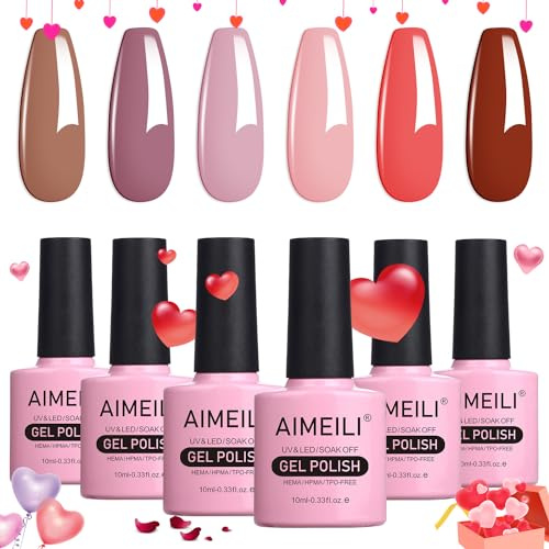 AIMEILI UV LED Gellack flerfärgad avtagbart gelnagellack-set – 6 x 10 ml – set nummer 30