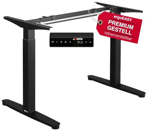 Exeta ergoEASY höhenverstellbarer Schreibtisch Gestell elektrisch 100-160cm in schwarz I Schreibtisch Gestell höhenverstellbar mit Motor & Memory-Funktion