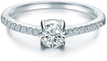 Trilani Damen-Ring Sterling Silber Zirkonia weiß im Brillantschliff - Verlobungsring Silberring Damen mit Stein Antragsring