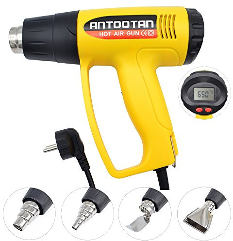 Pantalla Digital Pistola de calor 2000W, 220V Electric Industrial pistola de aire caliente con 4 boquillas, pantalla LCD, AdjustableTemperature - DIY para el decapado de pintura del papel pintado