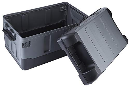 Foldable Car Boot Storage Box 45L Large Capacity Plastic Organizer with Removable Lid for Home Auto Use