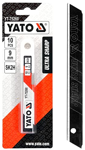 Yato 10 Lame Taglierino 9mm, Lame Ricambio Cutter, Realizzate in Acciaio SK2H ULTRA SHARP, Ricoperte da uno Speciale Rivestimento Nero Garantendo un'A