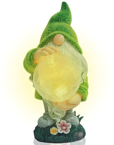 TIN DREAMS FACTORY Dvärgar Trädgård och exteriör dekoration, Gnome och dvärgar Figurer Hem och Uppladdningsbart solljus, Dekorativa statyer av yttre eller inre harts, Original Ornament Hem