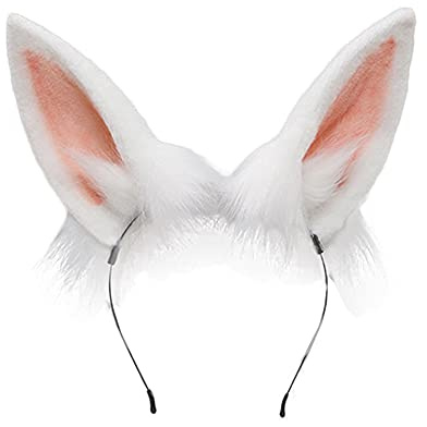 Camelliass Handmade Rabbit Ears Headband Flexible Animal Ears Hair Hoop Plush Fancy Dress Cosplay Costume Hair Accessories