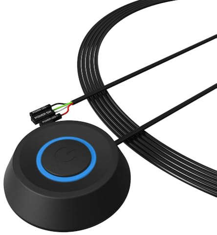 DKE Bouton d'alimentation pour PC de Bureau, boîtier d'ordinateur, Interrupteur Marche/arrêt, Disque Dur, Bouton hôte, Alimentation avec câbles de 2 m